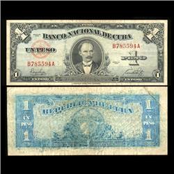 1949 Cuba 1 Peso Note Better Grade (CUR-05831)