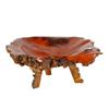 Image 1 : Hand Carved Afzelia Burl Wood Footed Tray  (DEC-107)