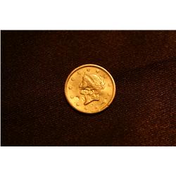 1852 One Dollar Gold Piece US - Damaged