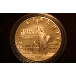 1986 Ellis Island Liberty Silver One Dollar Coin
