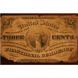 1863 3 Cent Fractional Currency