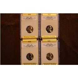 Lot of 4 SGS Graded Nickels - 1961, 1963, 1964, 1965