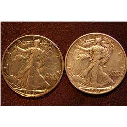 Lot of 2 - Standing Liberty Half Dollars 1943 and 1944