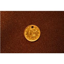 1853 One Dollar Gold Piece US - Bezeled