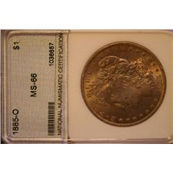 1885-O Morgan Silver Dollar - Slabbed NNC graded