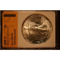 1990 Silver Eagle - Slabbed SGS graded