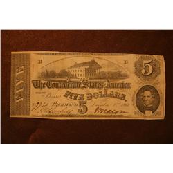 1862 Confederate $5 Bill