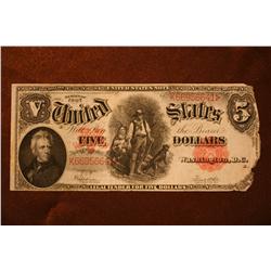 1907 $5 LARGE US NOTE - Damaged