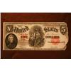 Image 1 : 1907 $5 LARGE US NOTE - Damaged