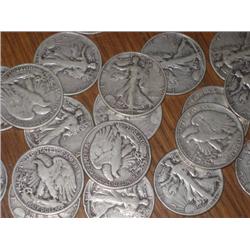 Lot of 20 Walking Liberty Halves 1930-40's