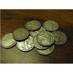 10 Walking Liberty Half Dollars
