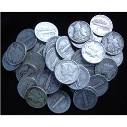 Roll of Mercury Dimes g-xf grades- 50 Coins