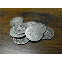 Lot of 10 Barber Quarters- Circulated