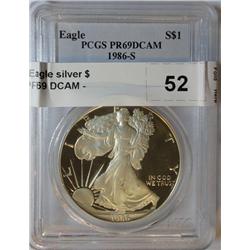 1986S Eagle silver $  PCGSPF69 DCAM