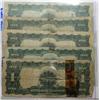 Image 2 : Lot of 1899 $1 silver certificate   3  FINES 1 F/VF DADDYS written on back and 1