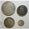 Image 1 : Nice type lot 1853 3 cent silver F-1856 quarter XF-1917T1 quarter F-1840 half $