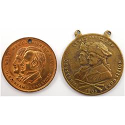 2 Different 1905 Lewis & Clark Expo Medals