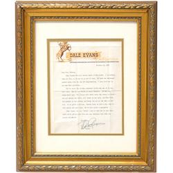 Framed Dale Evans Signed Letter