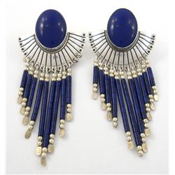 Vintage Sterling Silver & Lapis Earrings