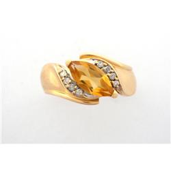 Citrine and Diamond 14k Gold Ring
