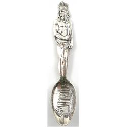 Large Indian Chief Sterling Silver Souvenir Spoon