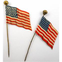 2 Different Celluloid Advertising Flags
