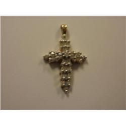 14K Gold Diamond Cross, 1.7 Grams