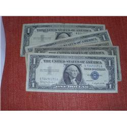 4 $1 Mixed Date Silver Certificates, 1935 & 1957