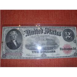 RARE 1917 $2 United States Note Legal Tender Red Seal