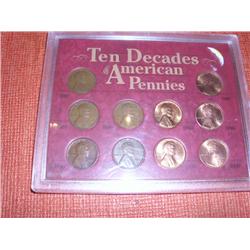 Ten Decades of American Pennies Set