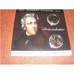 2 Gold Plated Andrew Jackson $1 Coin Set