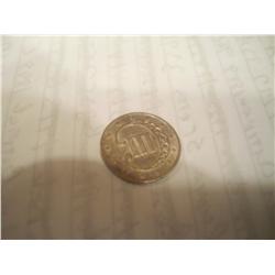 1853 Silver Three Cent Nickel XF