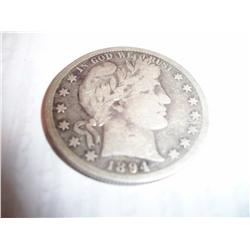 1894-S Silver Barber Half Dollar VG