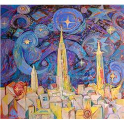 Peter Passuntino, Empire State Building with Starry Night, Oil Painting