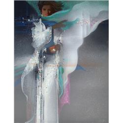 Robert Peak, Lady in White II, Lithograph with Embossing