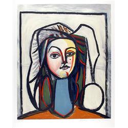 Pablo Picasso, Portrait au cou bleu, Lithograph