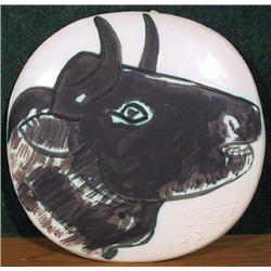 Pablo Picasso, Profil de Taureau fonce, Terra Cotta Ceramic