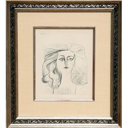 Pablo Picasso, Plate 2 (Portrait of Francoise), Pochoir