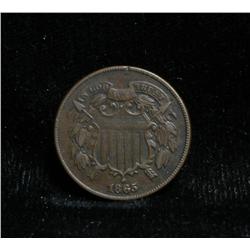 1865 2 Cent Piece Grades xf40