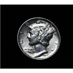 1941-p Liberty Head 'Mercury' Dime Grades au58/Slider