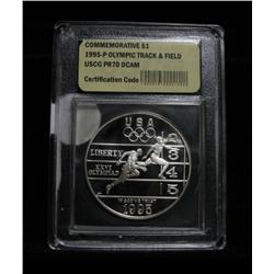 1995-p Olympic Track & Field Proof Commemorative Silver Dollar Graded PR70 DCAM