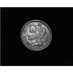 1865 3c Piece Grades Almost Uncirculated au58