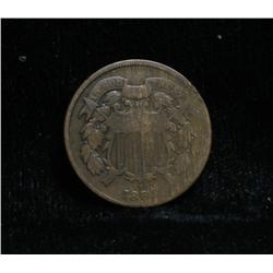 1864 2 Cent Piece Grades VG