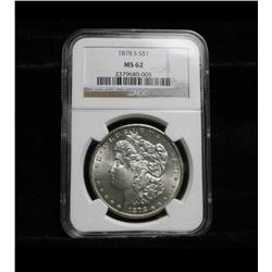NGC 1878-s Morgan Dollar graded Select Uncirculated ms62