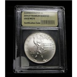 2006-p Benjamin Franklin Scientist Uncirculated Commemorative Graded ms70