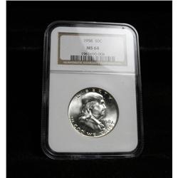 NGC 1958-p Franklin Half Dollar grades Choice Uncirculated ms64