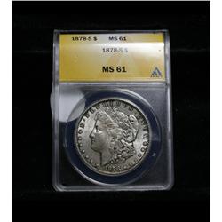 ANACS 1878-s Morgan dollar $1 graded ms61