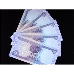 GROUP OF 5 50 DINAR NOTES IRAQ