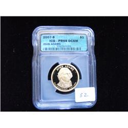2007 S ICG PROOF 69 DCAM JOHN ADAMS PRESIDENTIAL