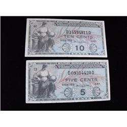 5 AND 10 CENT MILITARY PAYMENT CERTIFICATE MPC SERIES 481